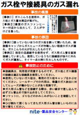 ガス栓や接続具のガス漏れ