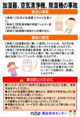 加湿器、除湿機、空気清浄機の事故