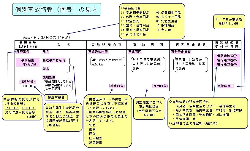 個別事故情報（個表）の見方