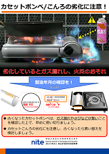 カセットボンベ/こんろの劣化に注意